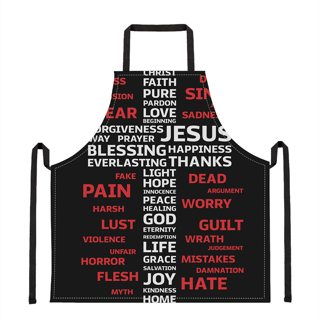 Christian Cross Religious Words Print Apron