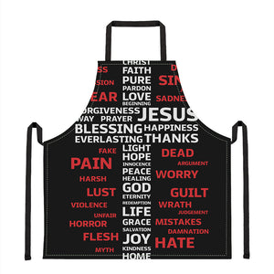 Christian Cross Religious Words Print Apron