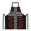 Christian Cross Religious Words Print Apron