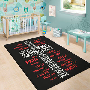 Christian Cross Religious Words Print Area Rug