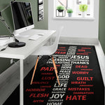 Christian Cross Religious Words Print Area Rug