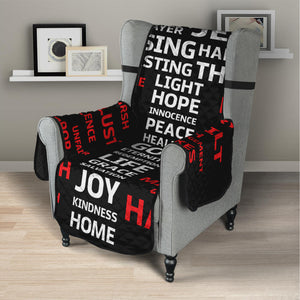 Christian Cross Religious Words Print Armchair Protector