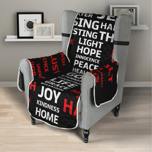 Christian Cross Religious Words Print Armchair Protector