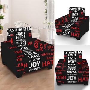 Christian Cross Religious Words Print Armchair Slipcover