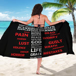 Christian Cross Religious Words Print Beach Sarong Wrap