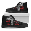 Christian Cross Religious Words Print Black High Top Sneakers