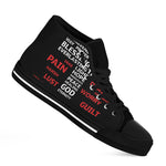 Christian Cross Religious Words Print Black High Top Shoes