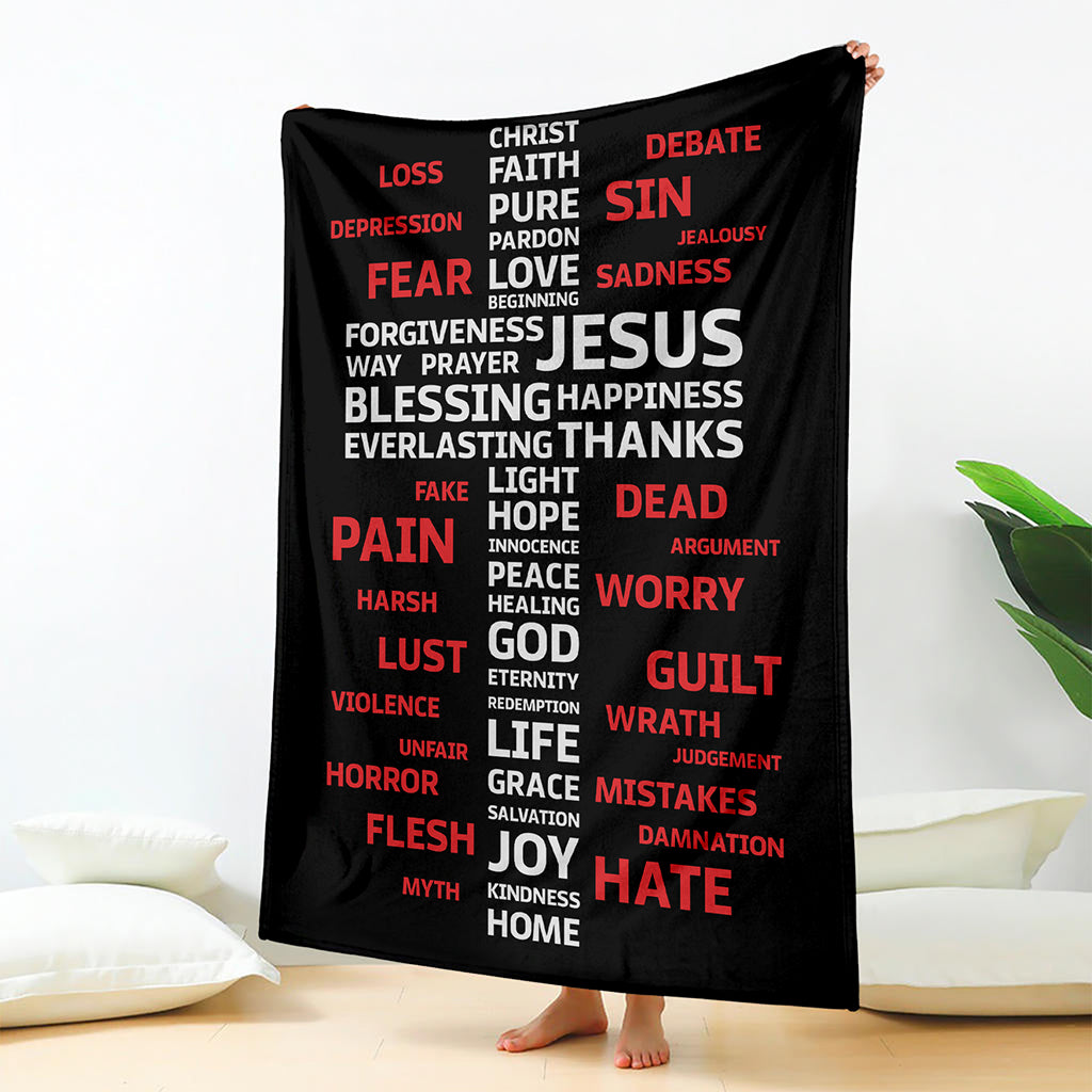 Christian Cross Religious Words Print Blanket