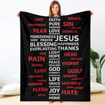 Christian Cross Religious Words Print Blanket