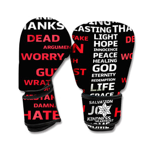 Christian Cross Religious Words Print Boxing Gloves