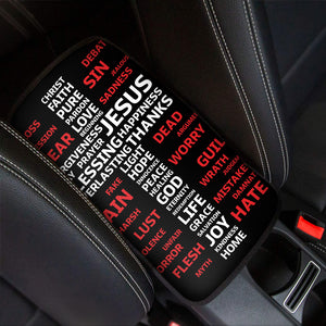 Christian Cross Religious Words Print Car Center Console Cover