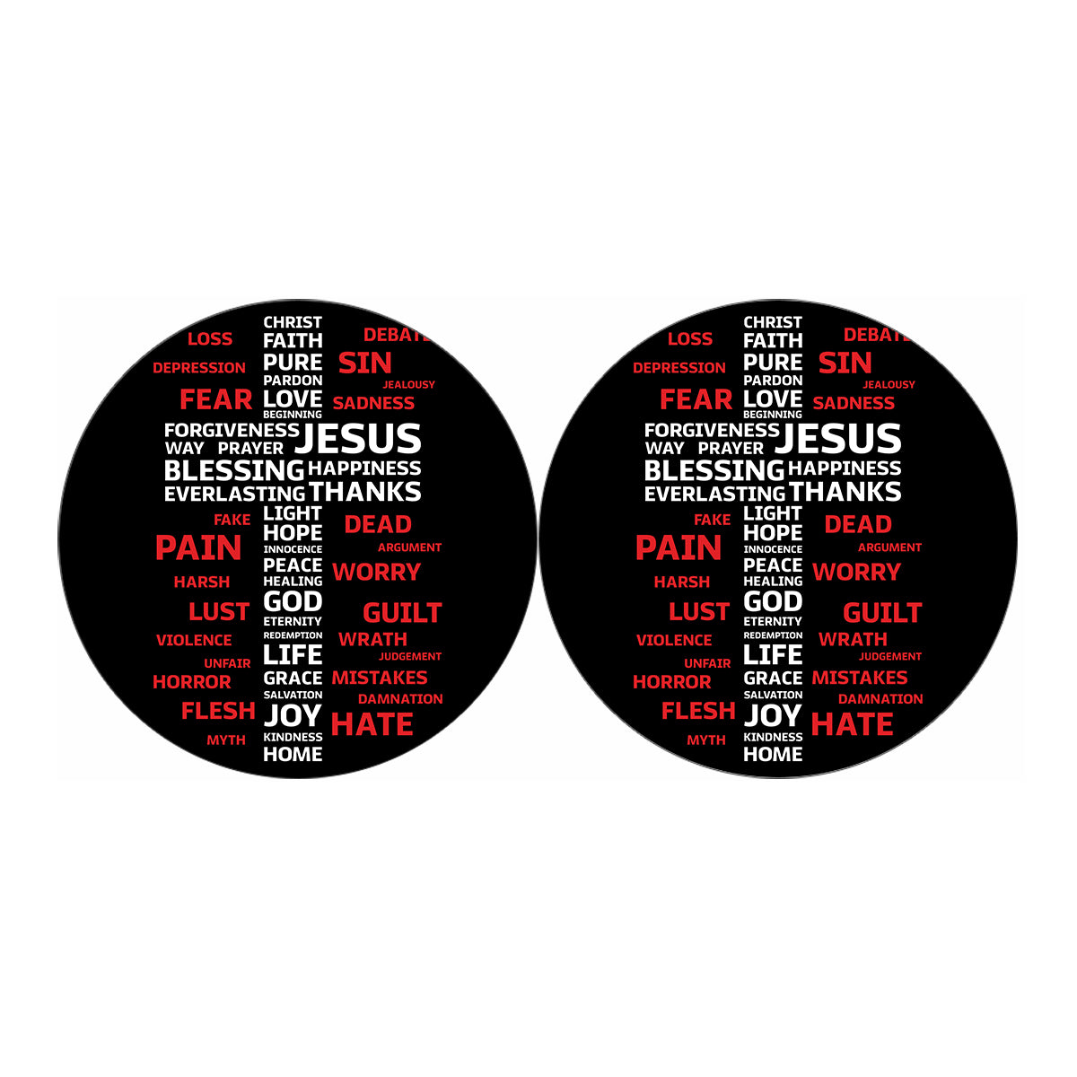 Christian Cross Religious Words Print Car Coasters