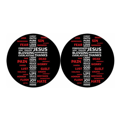 Christian Cross Religious Words Print Car Coasters