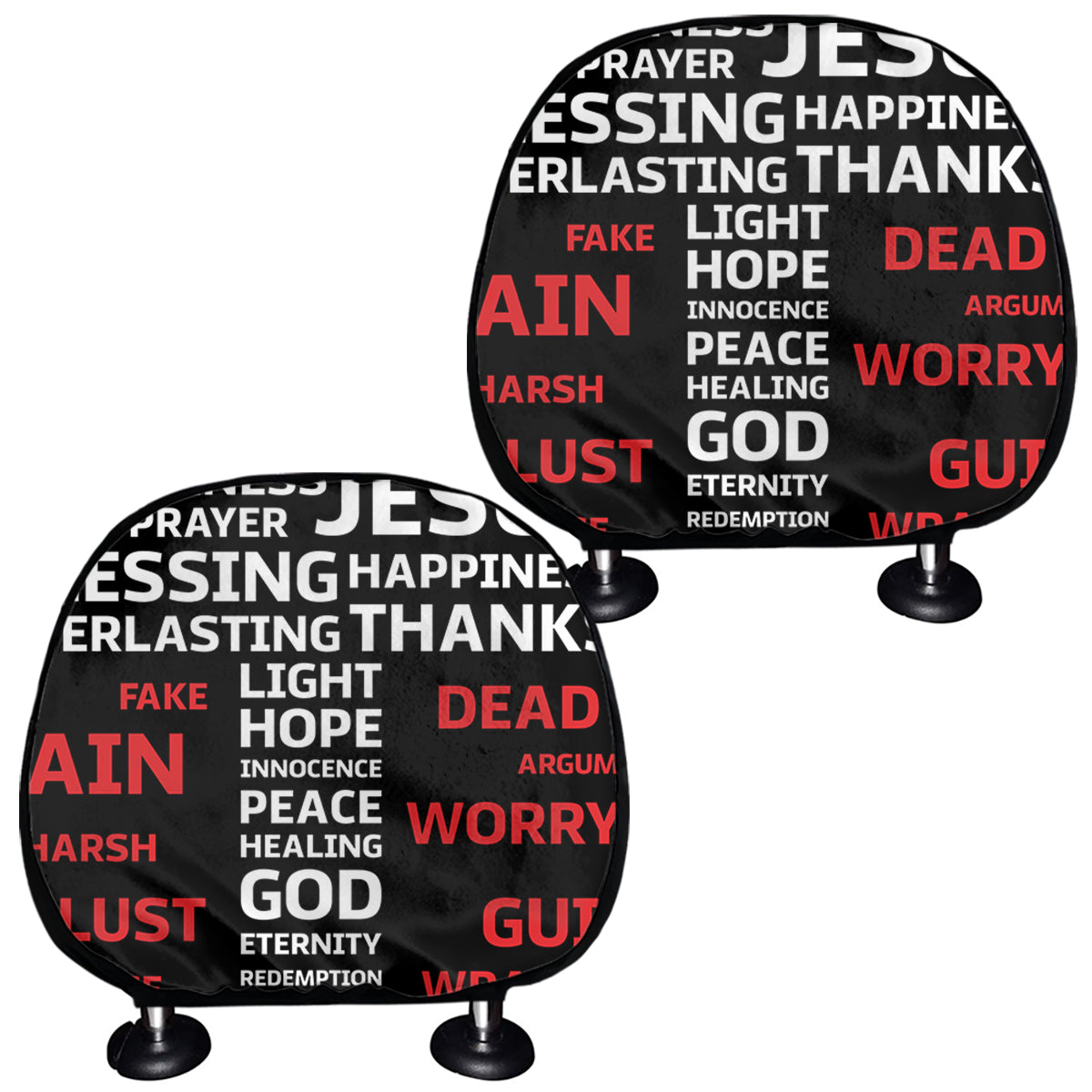 Christian Cross Religious Words Print Car Headrest Covers