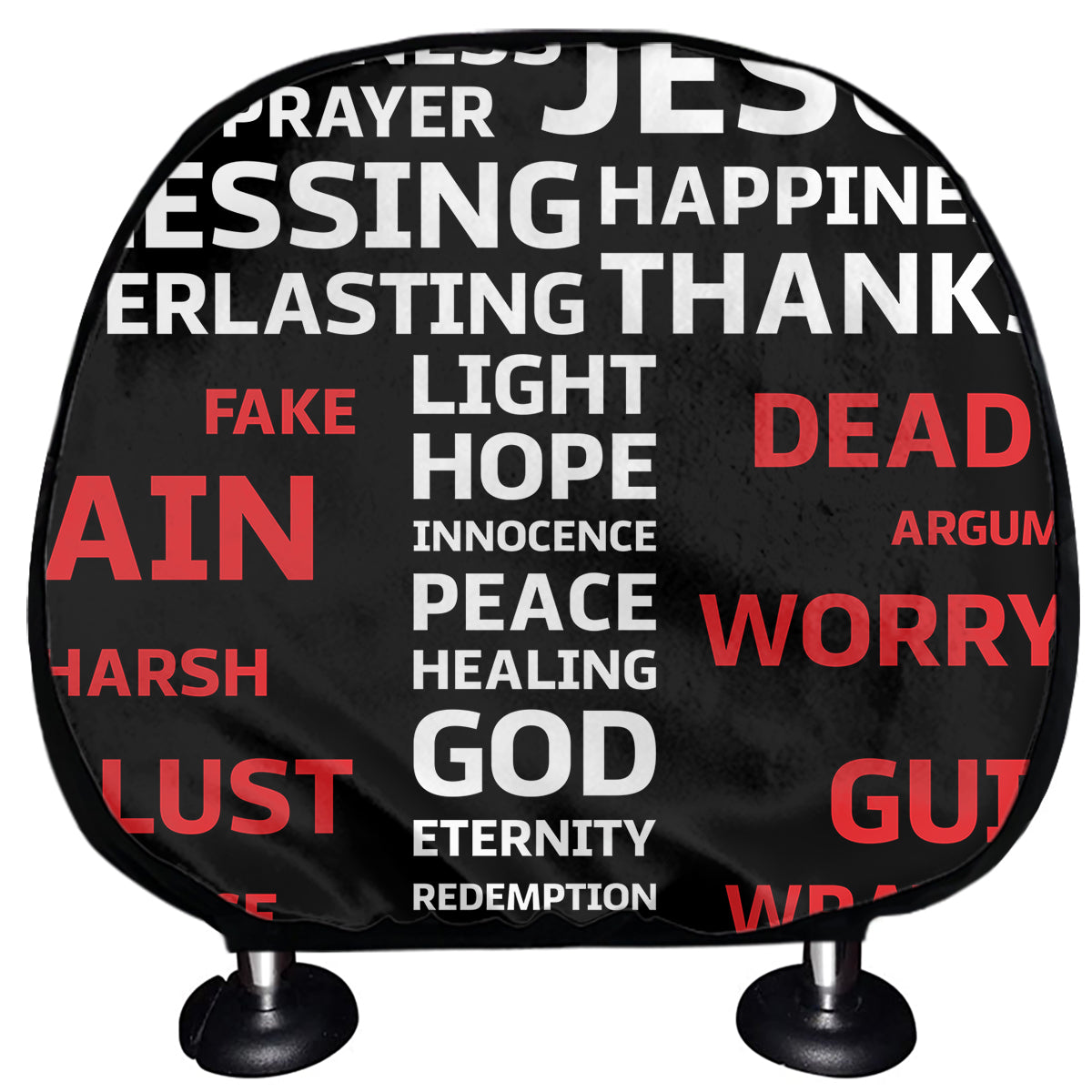 Christian Cross Religious Words Print Car Headrest Covers