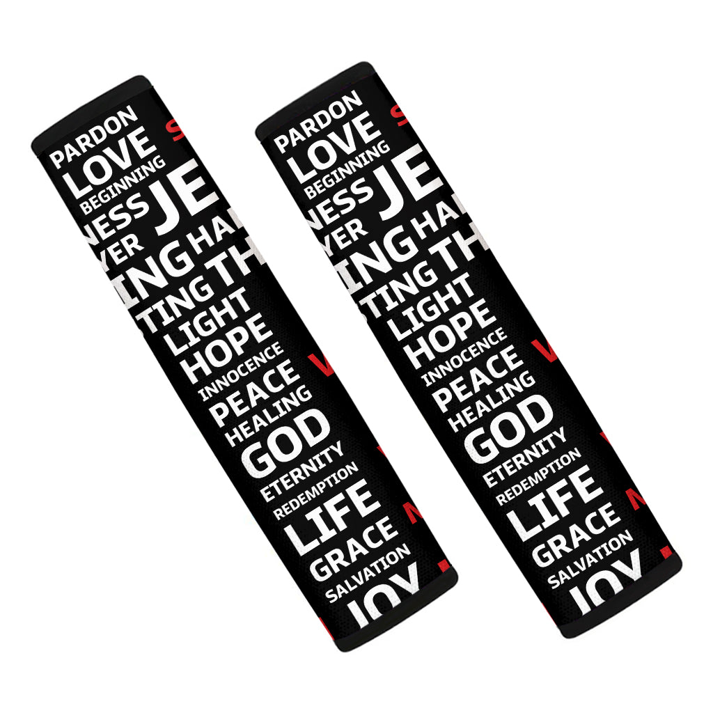 Christian Cross Religious Words Print Car Seat Belt Covers
