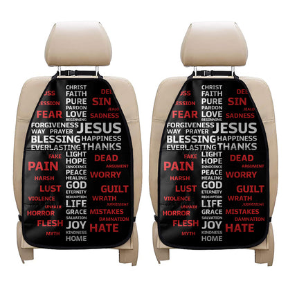 Christian Cross Religious Words Print Car Seat Organizers
