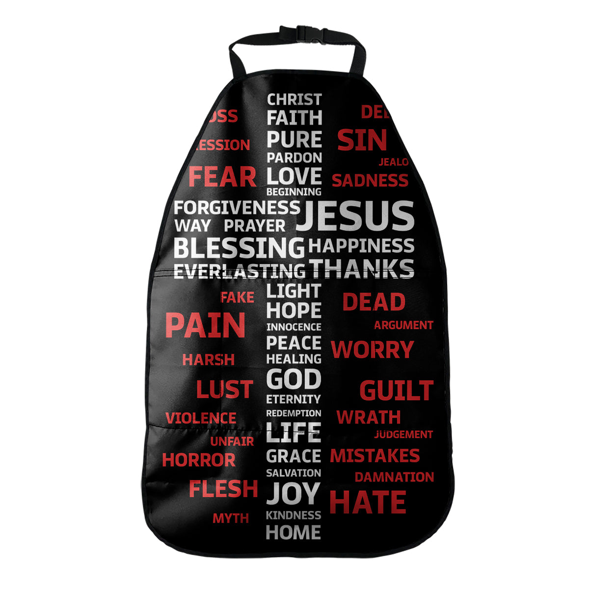 Christian Cross Religious Words Print Car Seat Organizers