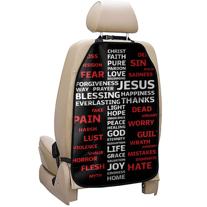 Christian Cross Religious Words Print Car Seat Organizers