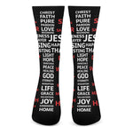 Christian Cross Religious Words Print Crew Socks