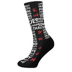 Christian Cross Religious Words Print Crew Socks