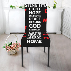 Christian Cross Religious Words Print Dining Chair Slipcover