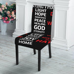 Christian Cross Religious Words Print Dining Chair Slipcover