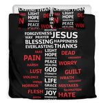 Christian Cross Religious Words Print Duvet Cover Bedding Set
