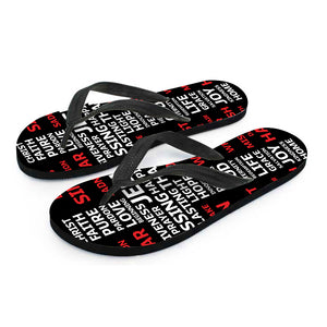 Christian Cross Religious Words Print Flip Flops