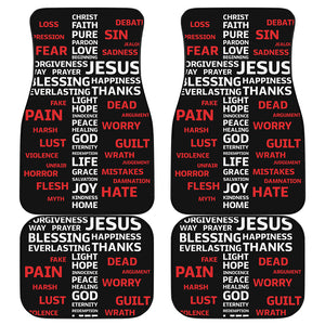 Christian Cross Religious Words Print Front and Back Car Floor Mats