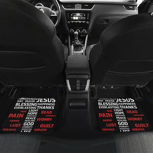 Christian Cross Religious Words Print Front and Back Car Floor Mats