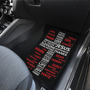 Christian Cross Religious Words Print Front and Back Car Floor Mats