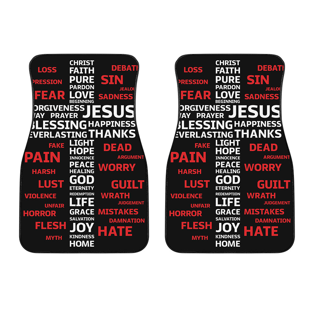 Christian Cross Religious Words Print Front Car Floor Mats