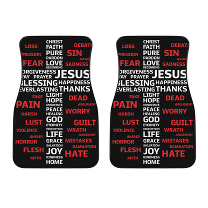 Christian Cross Religious Words Print Front Car Floor Mats