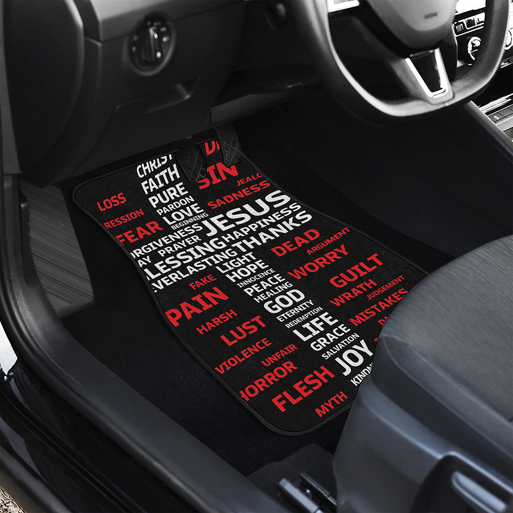 Christian Cross Religious Words Print Front Car Floor Mats