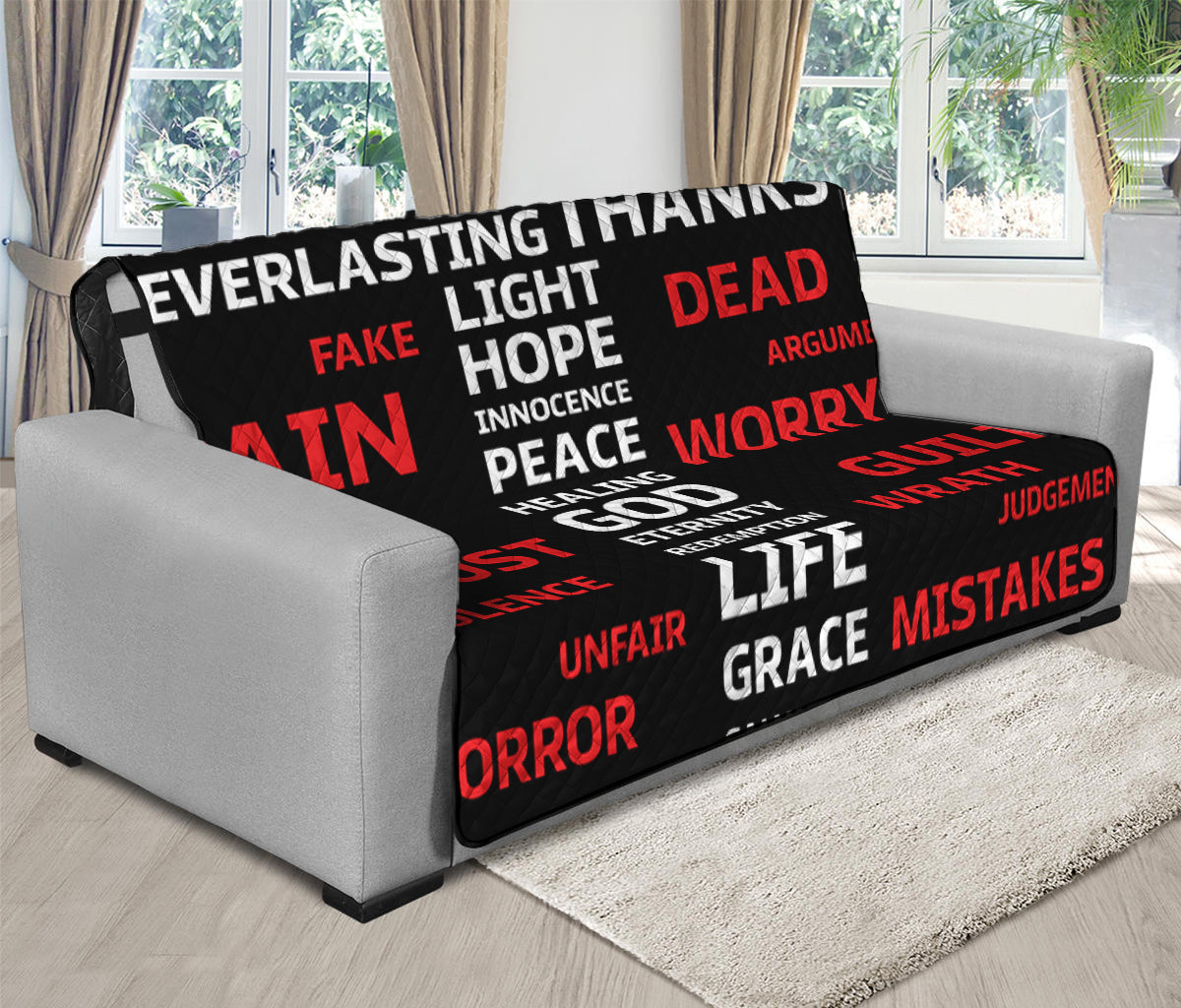 Christian Cross Religious Words Print Futon Protector