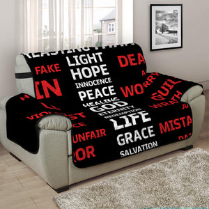 Christian Cross Religious Words Print Half Sofa Protector