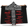 Christian Cross Religious Words Print Hooded Blanket