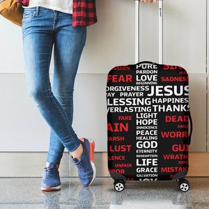 Christian Cross Religious Words Print Luggage Cover