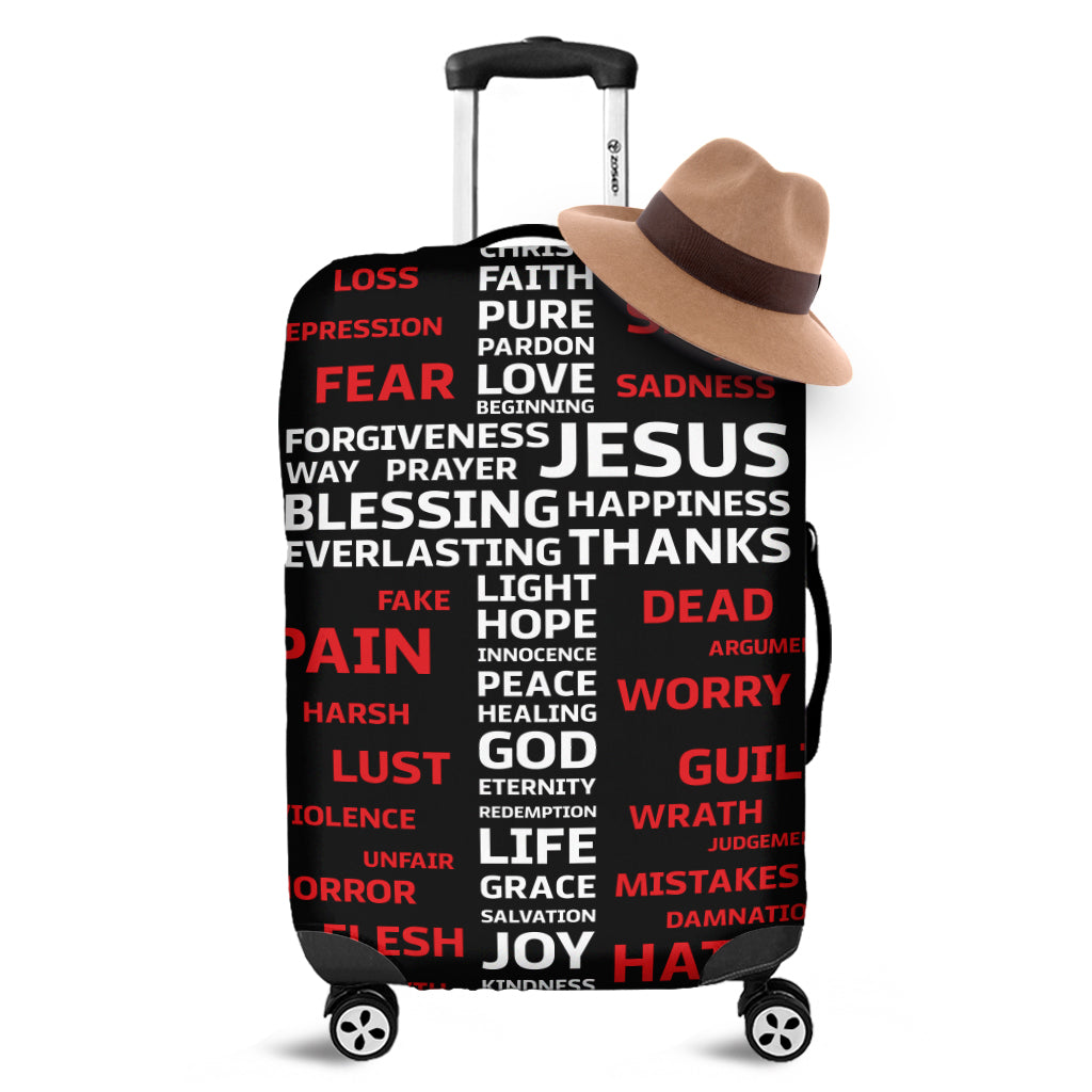 Christian Cross Religious Words Print Luggage Cover