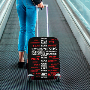 Christian Cross Religious Words Print Luggage Cover