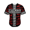 Christian Cross Religious Words Print Men's Baseball Jersey