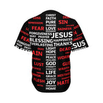 Christian Cross Religious Words Print Men's Baseball Jersey