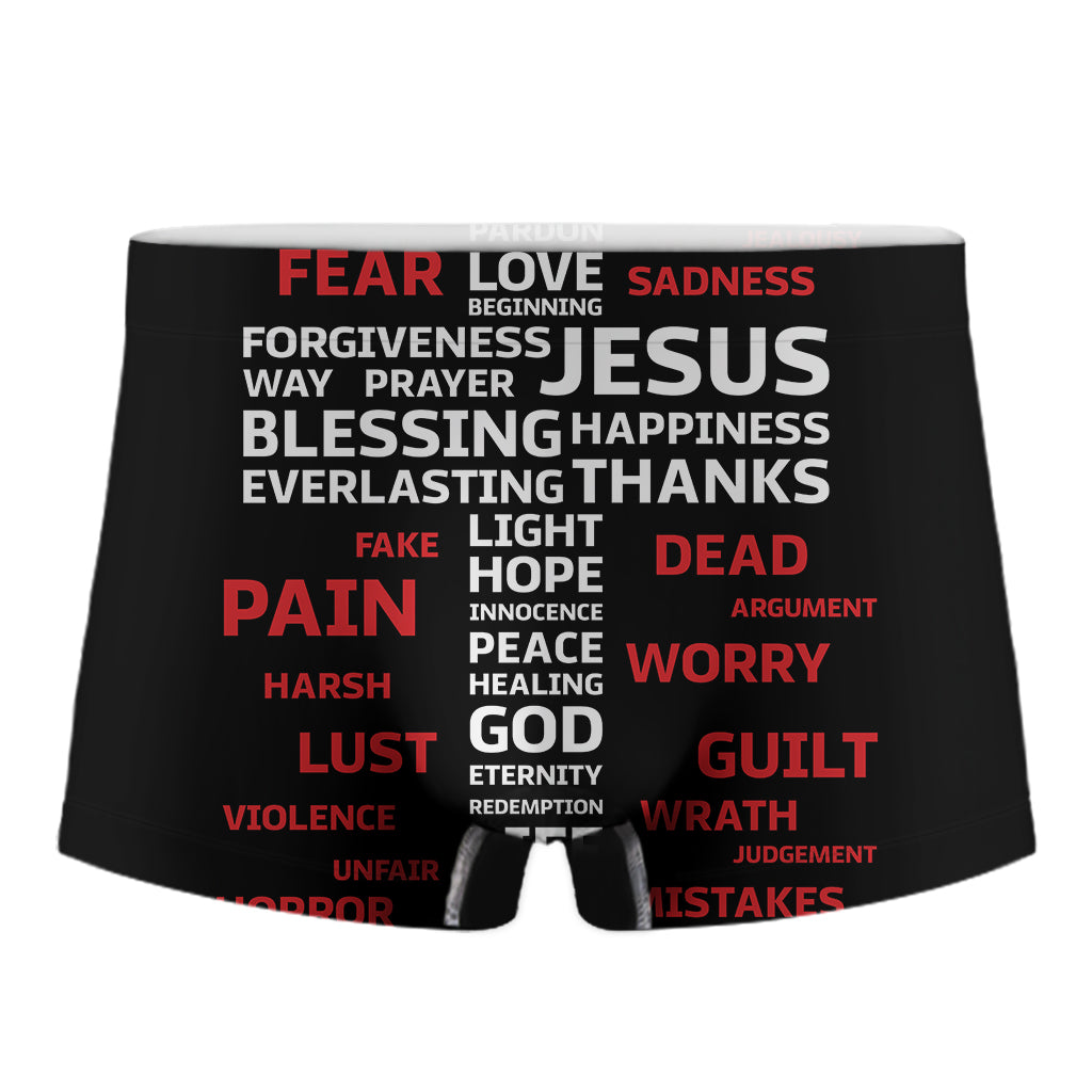 Christian Cross Religious Words Print Men's Boxer Briefs – GearFrost