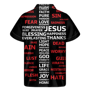 Christian Cross Religious Words Print Men's Short Sleeve Shirt