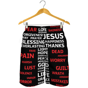 Christian Cross Religious Words Print Men's Shorts