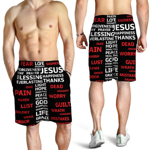 Christian Cross Religious Words Print Men's Shorts