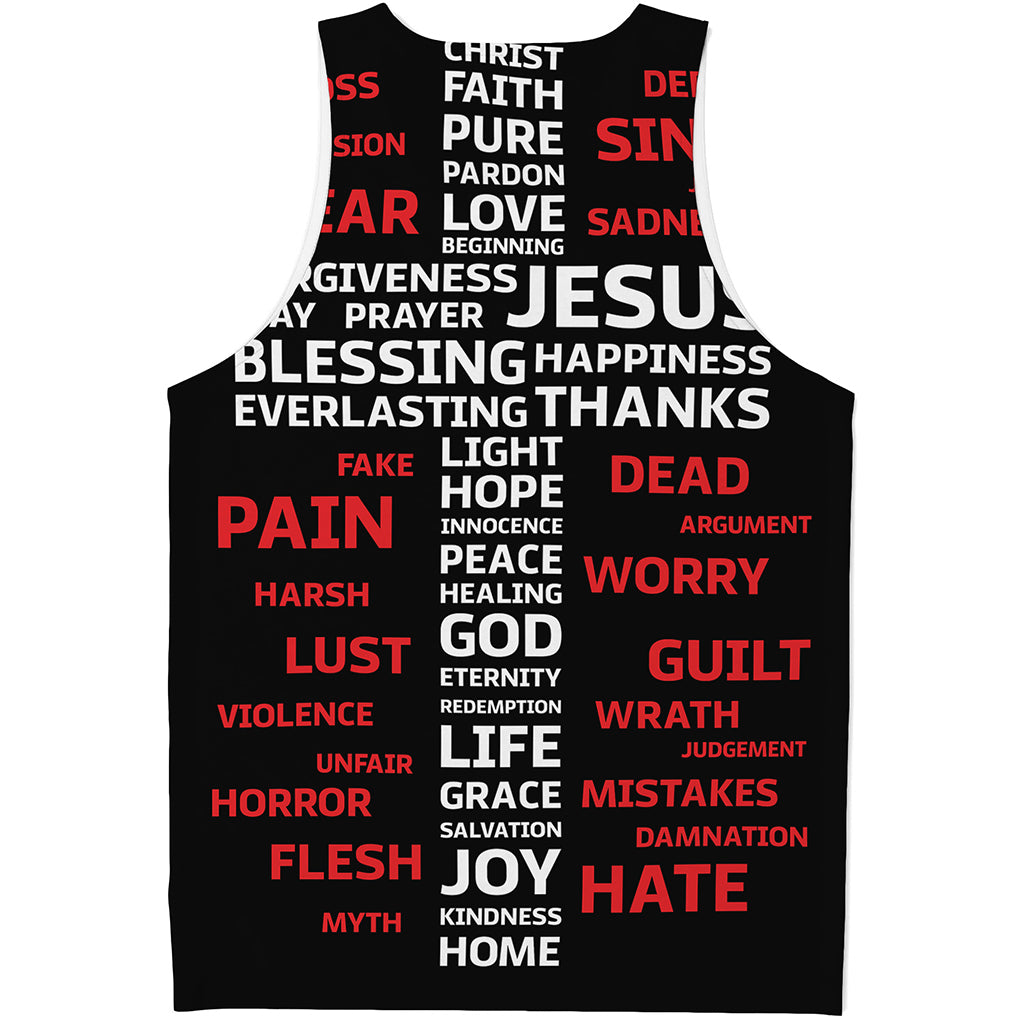 Christian Cross Religious Words Print Men's Tank Top