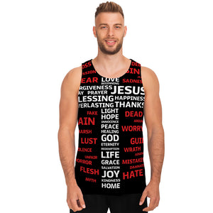 Christian Cross Religious Words Print Men's Tank Top