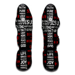 Christian Cross Religious Words Print Muay Thai Shin Guard